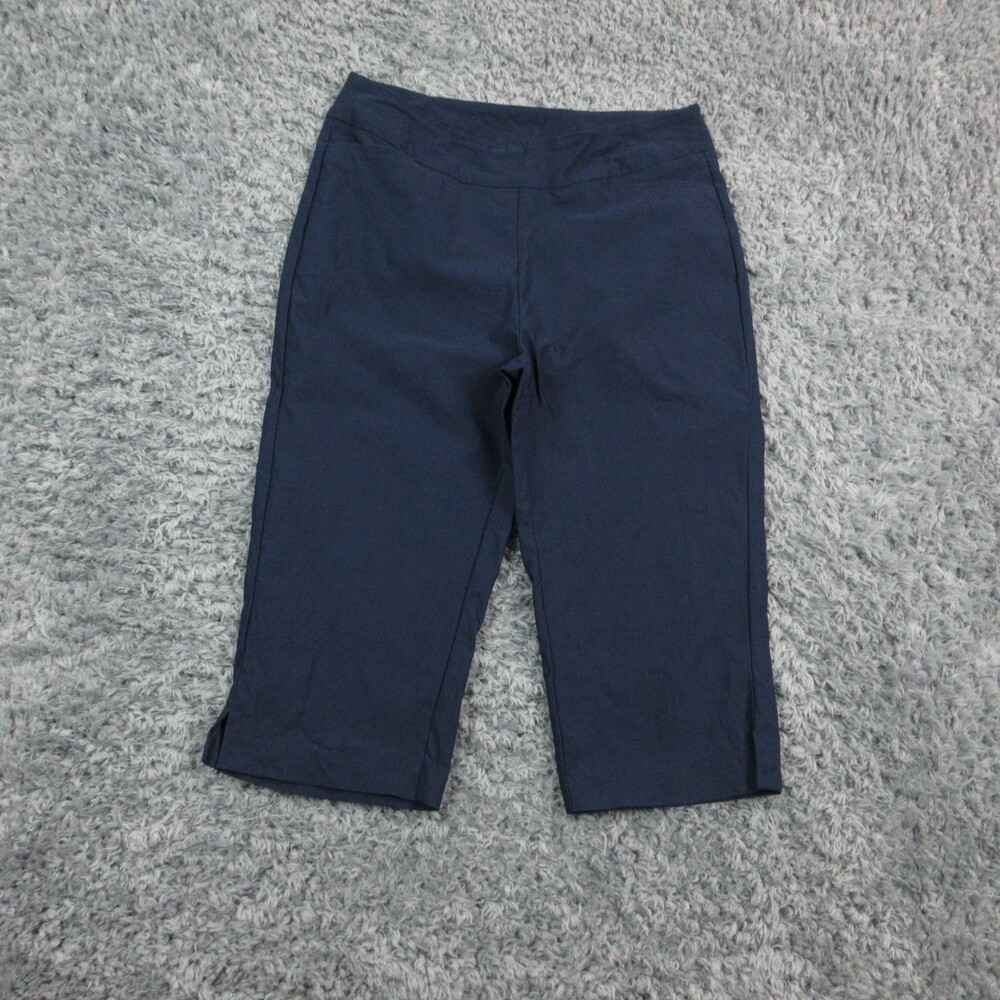 Anthony's Resort Wear Pants Womens 10 Navy Blue Cropped Stretch Capris 30x16.5*